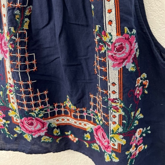 Free People Navy Floral Embroidered Top - Picture 4 of 7